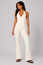 Women's Ivory halter top by NVS Movement, front view