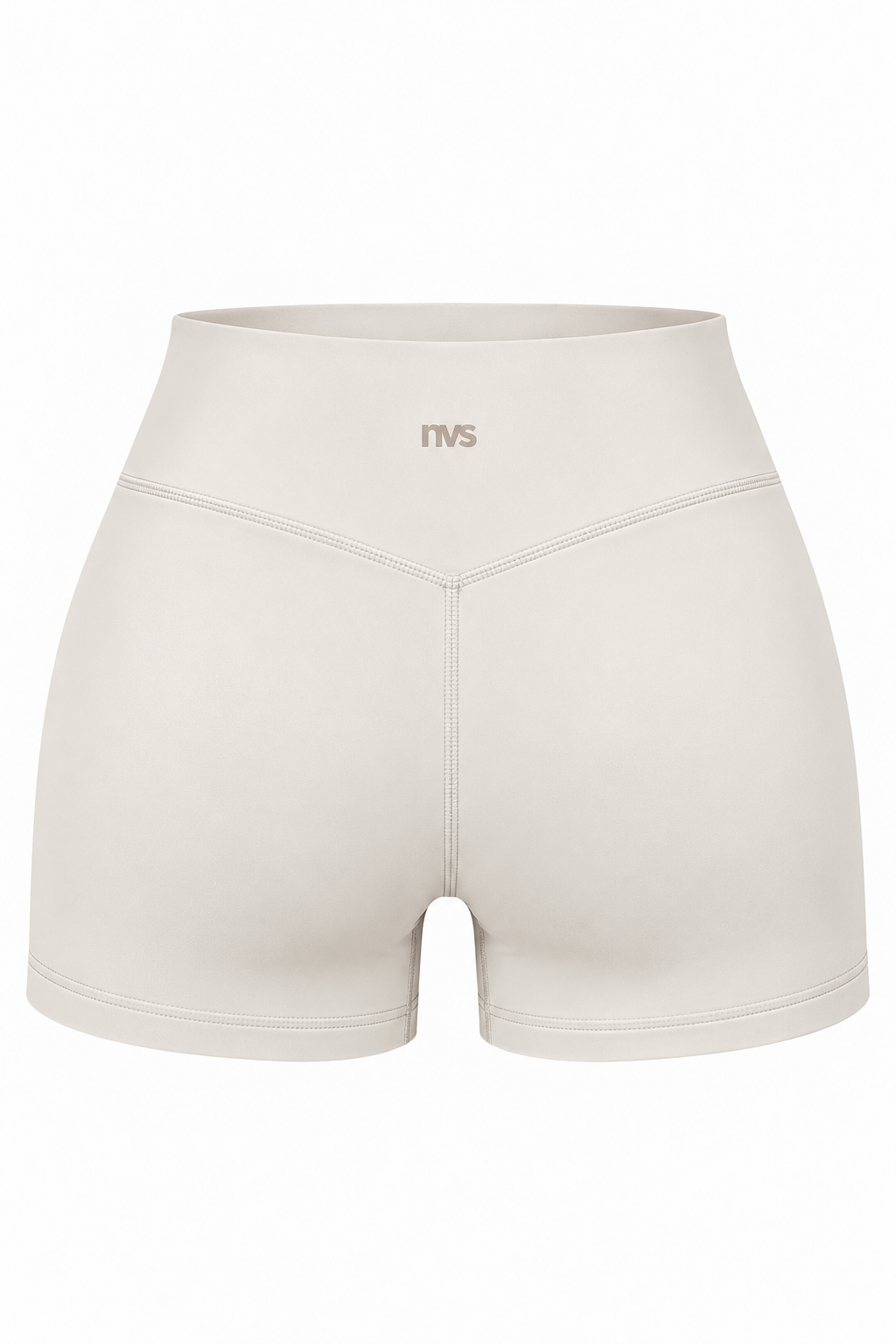 Beige high-waisted athletic shorts with a small 'ITVS' logo on the front waistband, shown against a plain white background.