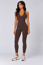 Women's Espresso halter top and legging by NVS Movement, product view